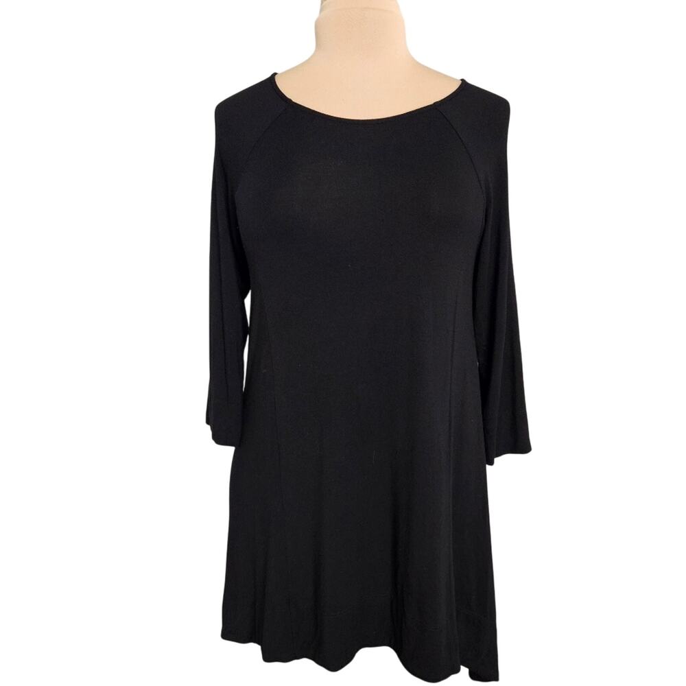 Soma Live Lounge Wear Black Soft Tunic Top Small Raglan 3/4 Sleeve Scoop Neck
